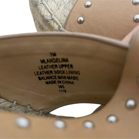 Marc Fisher Size 7 Wedge Espadrille Studded Beige Camel - Picture 11 of 11